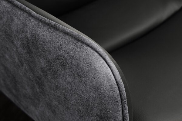Drehstuhl Leder Stoff Metall in Grau Schwarz ohne Rollen