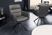 Drehstuhl Leder Stoff Metall in Grau Schwarz ohne Rollen