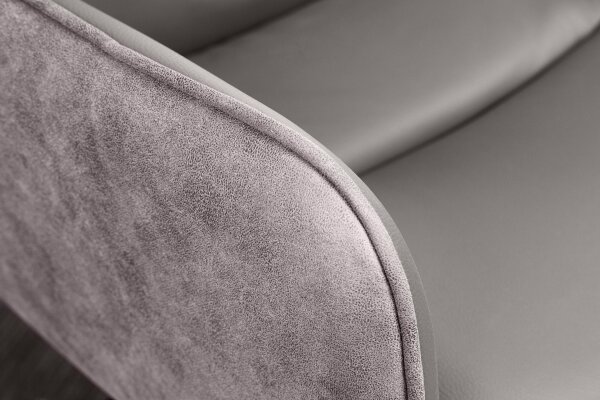 Bürostuhl Taupe Schwarz aus Leder Stoff Metall ohne Rollen
