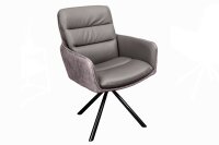 Bürostuhl Taupe Schwarz aus Leder Stoff Metall ohne...
