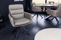 Bürostuhl Taupe Schwarz aus Leder Stoff Metall ohne...