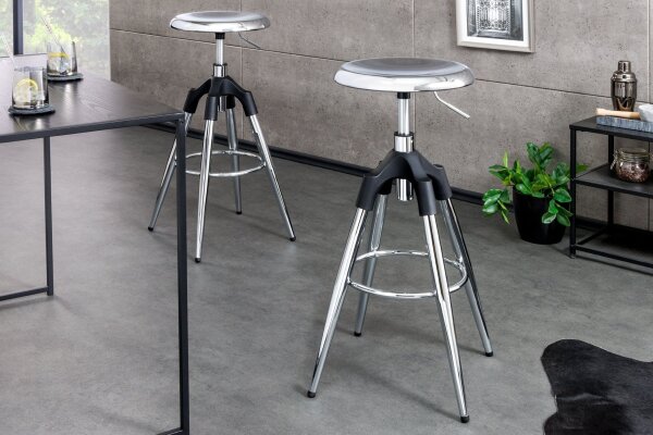 Chaise de bar sans dossier réglable en hauteur Métal chromé
