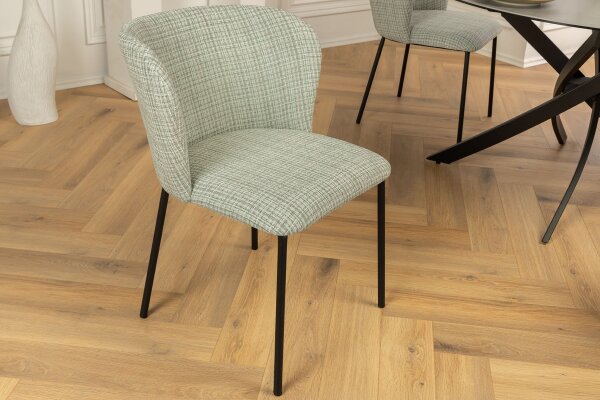 Chaise de salle à manger Bouclé en vert rose à carreaux sans accoudoirs