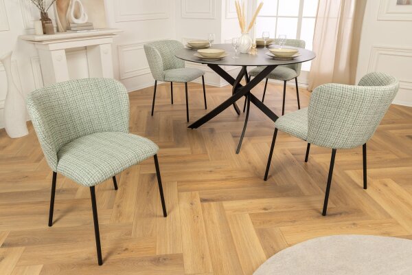 Chaise de salle à manger Bouclé en vert rose à carreaux sans accoudoirs