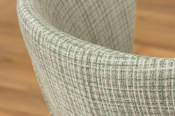 Chaise de salle à manger Bouclé en vert rose à carreaux sans accoudoirs