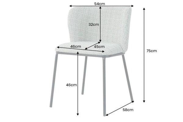 Chaise de salle à manger Bouclé en vert rose à carreaux sans accoudoirs