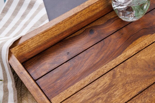 Tablett Holz Sheesham 29 x 44 cm mit Griffen Unikat