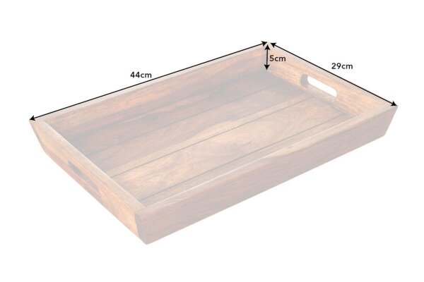 Tablett Holz Sheesham 29 x 44 cm mit Griffen Unikat