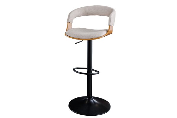 Barhocker höhenverstellbar Stoff Holzfurnier in Beige Natur
