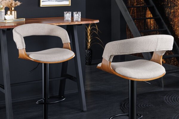 Barhocker höhenverstellbar Stoff Holzfurnier in Beige Natur