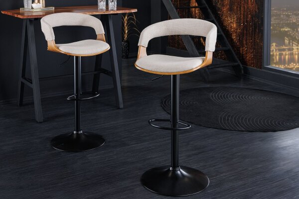 Barhocker höhenverstellbar Stoff Holzfurnier in Beige Natur