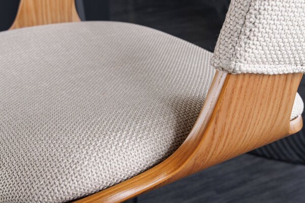 Barhocker höhenverstellbar Stoff Holzfurnier in Beige Natur
