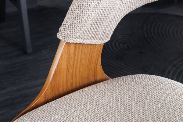 Barhocker höhenverstellbar Stoff Holzfurnier in Beige Natur