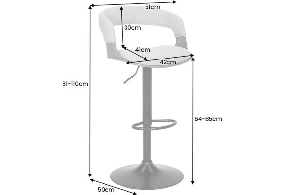 Barhocker höhenverstellbar Stoff Holzfurnier in Beige Natur