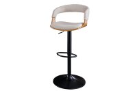 Barhocker h&ouml;henverstellbar Stoff Holzfurnier in Beige Natur