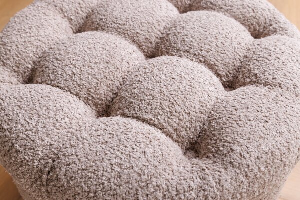 Pouf mit Stauraum Ø 50 cm H: 43 cm Bouclé Creme Beige