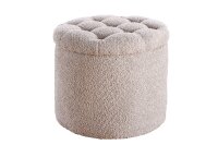 Pouf mit Stauraum &Oslash; 50 cm H: 43 cm Boucl&eacute; Creme Beige