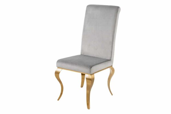 Chaise de salle à manger velours inox design baroque gris or
