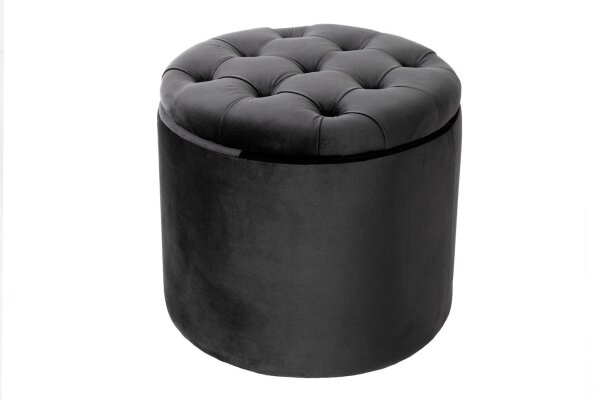 Sitzhocker Samt Metall mit Stauraum Ø 50 cm Dunkelgrau