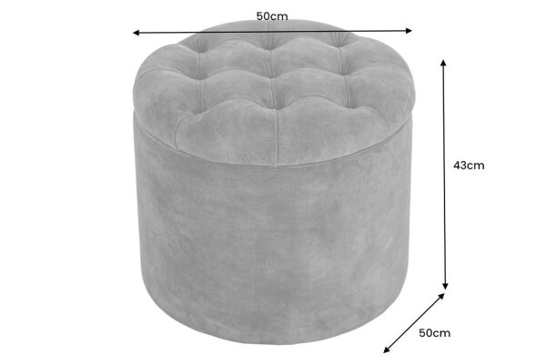 Sitzhocker Samt Metall mit Stauraum Ø 50 cm Dunkelgrau
