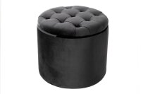 Sitzhocker Samt Metall mit Stauraum &Oslash; 50 cm Dunkelgrau