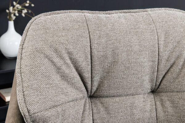 Chaise de bureau sans roulettes en tissu métal taupe noir