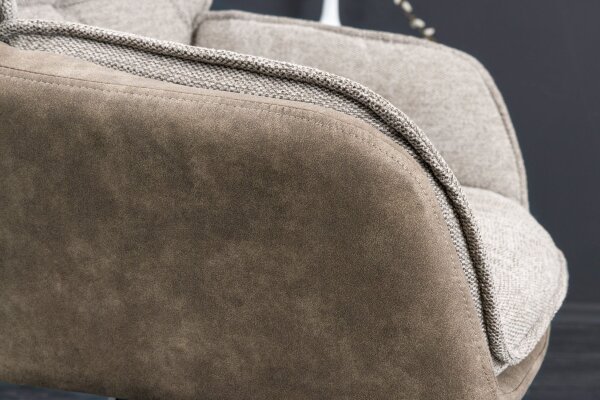 Chaise de bureau sans roulettes en tissu métal taupe noir