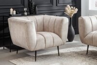 Fauteuil en velours Beige Crème 105 cm de large...