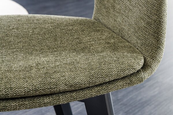 Chaise de salle à manger Tissu Métal avec accoudoirs Vert Noir