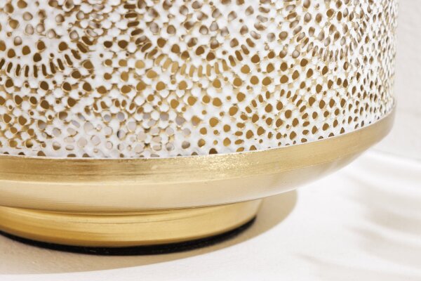 Laterne Eisen Ø 18 cm Weiß Gold Handarbeit REMUS