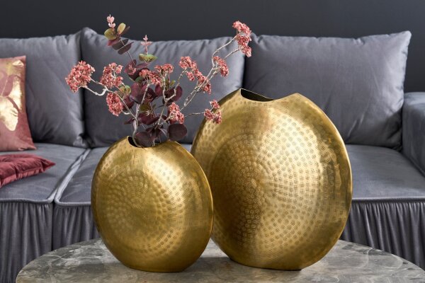Dekovase 2er Set in Gold Handarbeit Hammerschlag Unikat