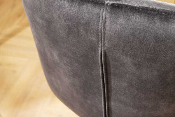 Fauteuil de bar avec dossier velours métal gris noir SONIA