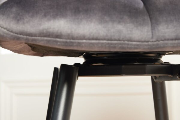 Fauteuil de bar avec dossier velours métal gris noir SONIA