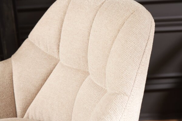 Tresenstuhl mit Lehne Stoff Metall Creme Beige Schwarz