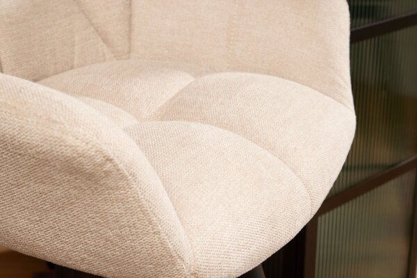 Tresenstuhl mit Lehne Stoff Metall Creme Beige Schwarz