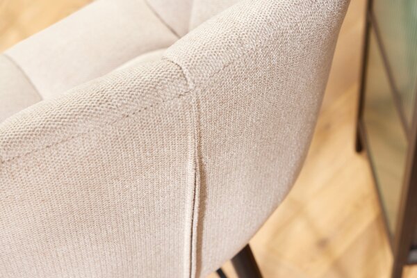 Tresenstuhl mit Lehne Stoff Metall Creme Beige Schwarz