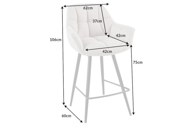 Tresenstuhl mit Lehne Stoff Metall Creme Beige Schwarz