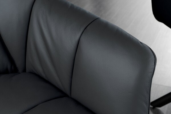 Chaise de bureau cuir métal L : 65 cm sans roulettes noir pivotant