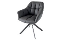 B&uuml;rostuhl Leder Metall ohne Rollen Schwarz drehbar B: 65 cm