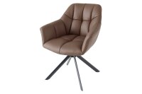 Bürostuhl Leder Metall B: 65 cm ohne Rollen in Braun...