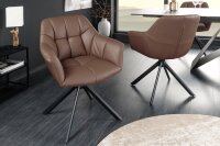 Bürostuhl Leder Metall B: 65 cm ohne Rollen in Braun...