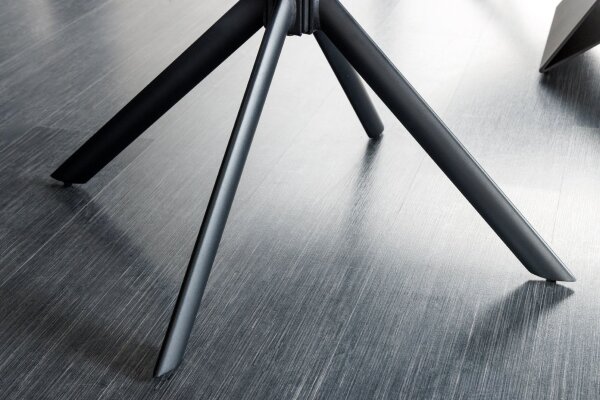 Drehstuhl Leder Metall B: 65 cm ohne Rollen in Cognac Schwarz
