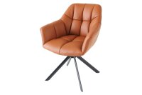 Drehstuhl Leder Metall B: 65 cm ohne Rollen in Cognac...