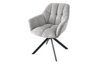 B&uuml;rostuhl ohne Rollen Grau Schwarz Boucl&eacute; Metall Retro