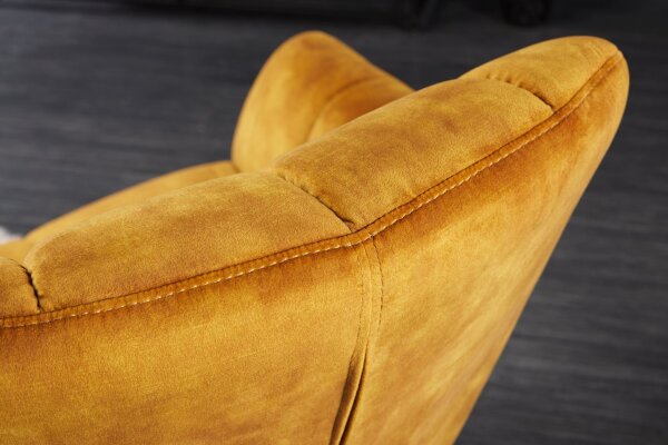 Chaise de bureau velours métal jaune noir réglable en hauteur