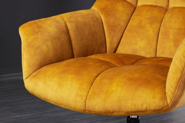 Chaise de bureau velours métal jaune noir réglable en hauteur