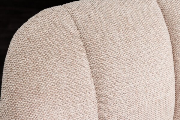 Bürostuhl ohne Rollen Creme Beige Schwarz Stoff Metall Retro