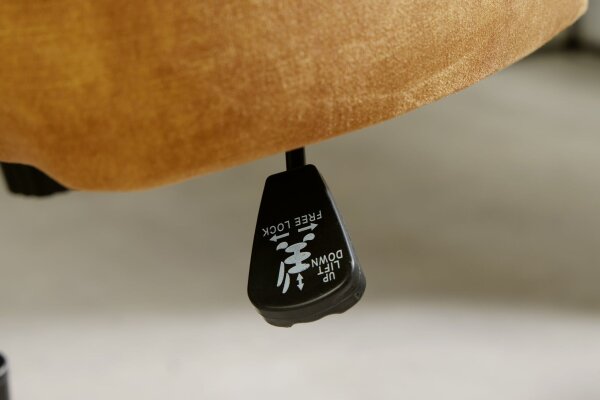 Chaise de bureau jaune noir velours métal réglable en hauteur