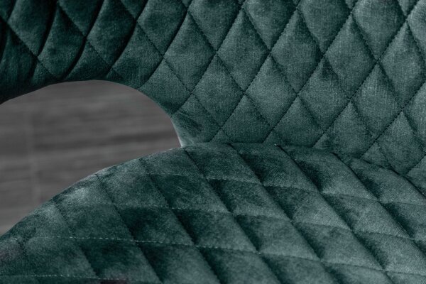 Chaise de salle à manger velours métal pétrole noir or avec accoudoirs