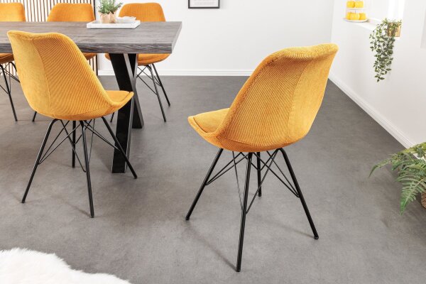 Chaise de salle à manger Cordon Métal sans accoudoirs en jaune noir